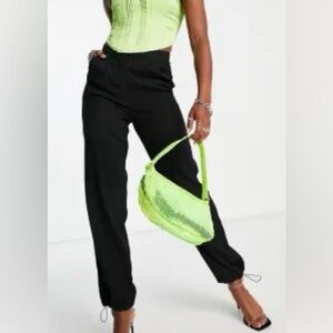 4th & Reckless Tall tailored pants with elastic cuff detailing in black